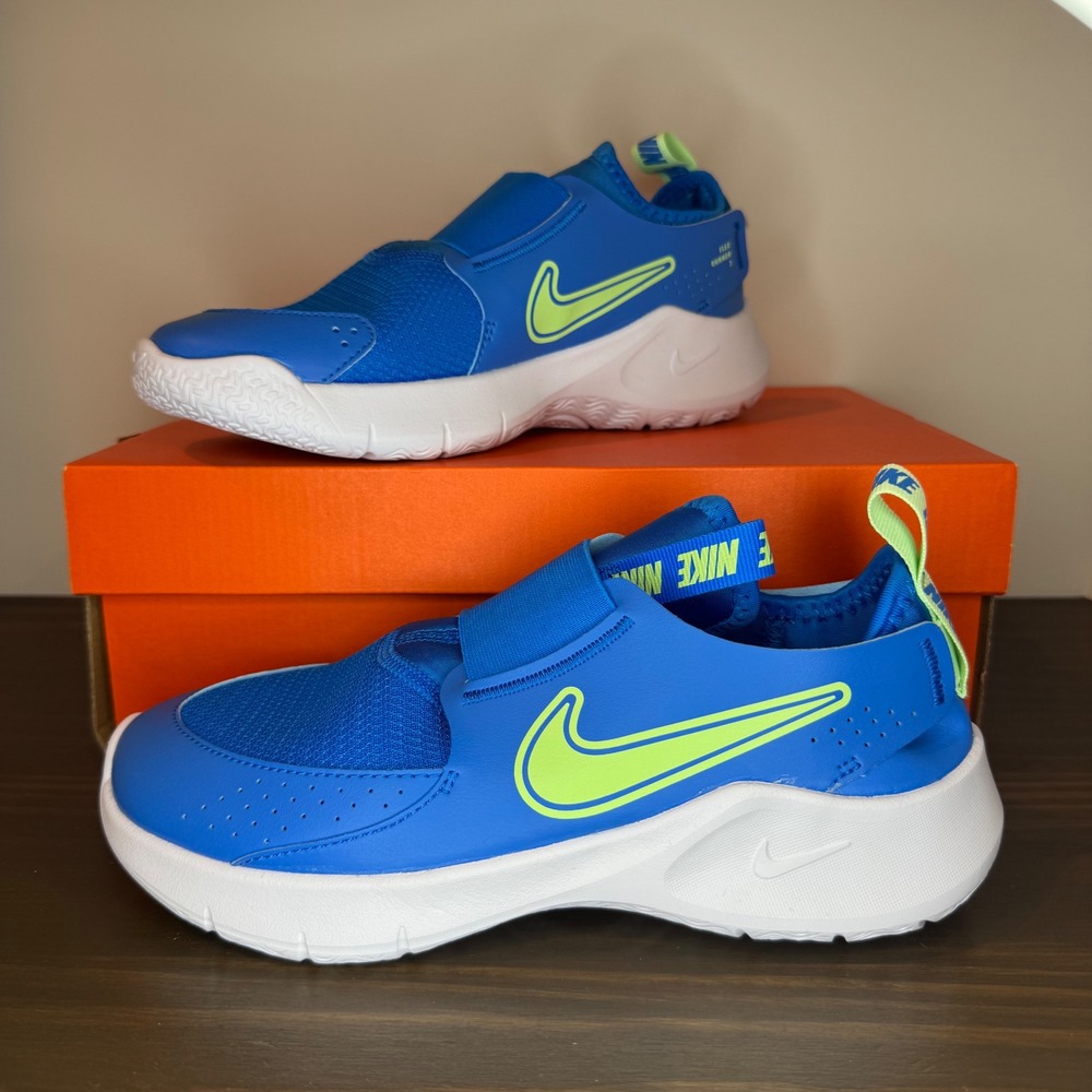 Nike Flex Runner 3 GS Slip On Running Shoes Photo Blue Vapor Green 5Y New
